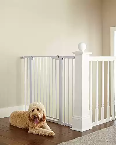 Cumbor 36" Extra Tall Baby Gate for Dogs and Kids with Wide 2-Way Door, 29.7"- 46" Width, and Auto Close Personal Safety for Babies and Pets, Fits Doorways, Stairs, and Entryways, White