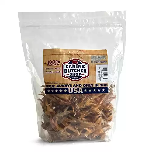 Canine Butcher Shop Raised & Made in USA Chicken Feet for Dogs (Pack of 60), All Natural USA Dog Chews Rawhide Alternative Treats