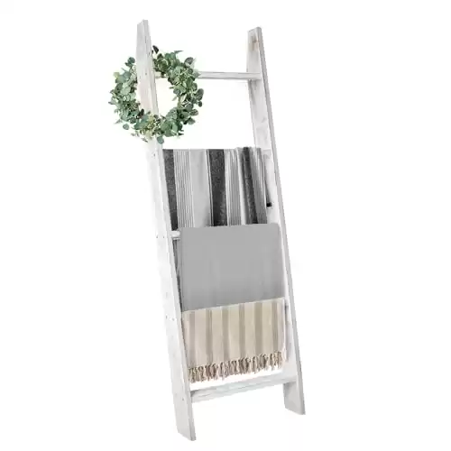 Honest Blanket Ladders, 5-Tier Blanket Holder, White