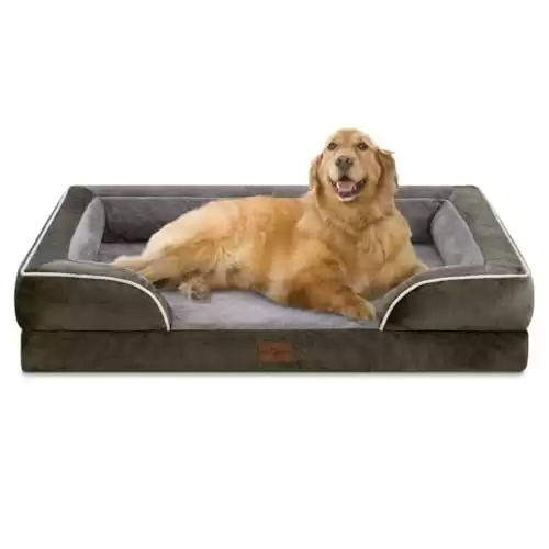 Comfort Expression Dog Bed for Dogs, Waterproof Orthopedic Foam Dog Beds with Bolster, Washable Dog Bed Sofa Pet Bed with Removable Cover