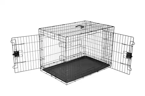 Amazon Basics - Durable, Foldable Metal Wire Dog Crate with Tray, Double Door, black