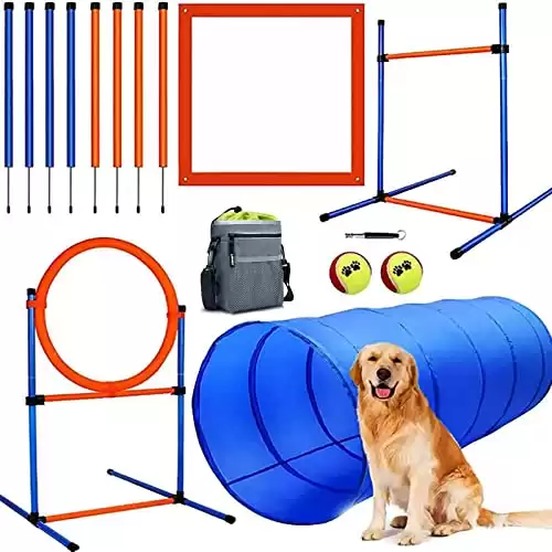 Dog Agility Training Equipment, 60-Piece Dog Obstacle Course Starter Kit Pet