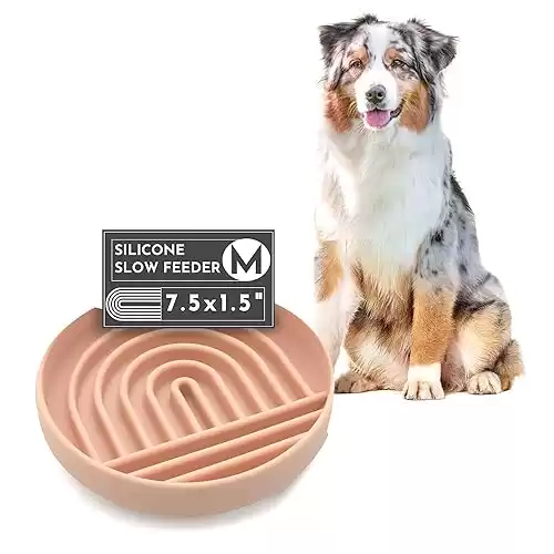 The Slowdown Bowl - Silicone Slow Feeder for Dogs, Puppies, Slow Eating, Dishwasher Fit Medium-Blush