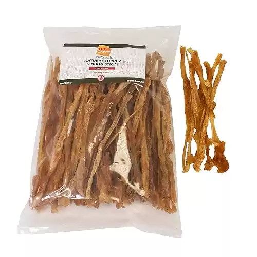 Ultra Chewy Turkey Tendon Sticks for Dogs - Premium All-Natural, Ingredient Sourced from USA (1 Lb Pack)