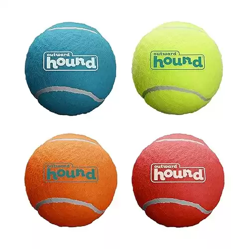 Outward Hound Squeaker Ballz Fetch Dog Toy, Large, 4-Pack for All Breed Sizes