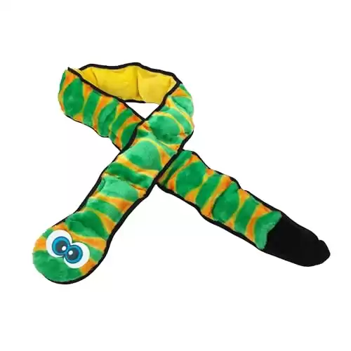 Outward Hound Durablez Tough Plush Squeaky Dog Toy, Snake, Green, XXL