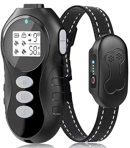 Dog Shock Collar - 2000FT Range Rechargeable Dog Training Collar with Remote IPX7 Waterproof 4 Training Modes (Flashlight Beep Vibration Shock)