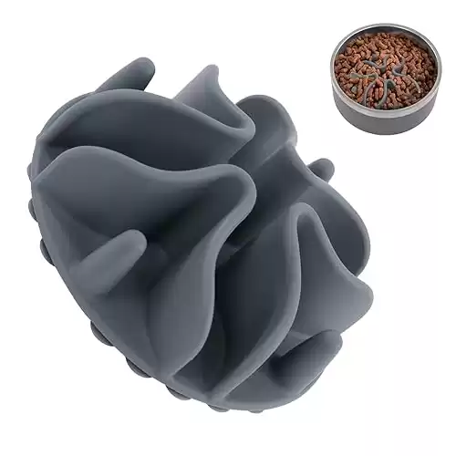 Jaoul Slow Feeder Dog Bowls Insert, Puzzle Slow Feeder with 51 Octopus Suction Cups for Medium Large Size Dog Bowls Over 6.5" Wide (Grey)