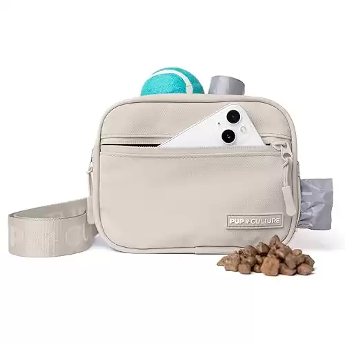 Pup Culture Cross Body Dog Training Treat Pouch | Removable Treat Pouch | Built in Poop Bag Dispenser