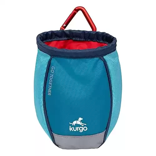 Kurgo Go Stuff It Dog Treat Bag, Training Treat Pouch Bag for Dogs, Treat Pouches for Pets, Hands-Free Pouch Waist, Reflective, Includes Carabiner (Coastal Blue)